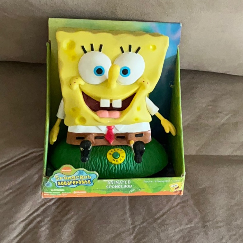 VTG-SpongeBob SquarePants Yellow and Blue Action Figure Playset